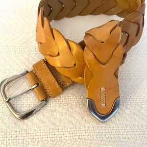 Braided Leather Belt in Tan